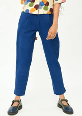 A Model Wearing Blue Organic Cotton Indigo Pants , curated by Only Ethikal