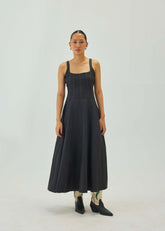 Denim Graphite Midi Dress