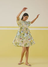 A Model Wearing Multicolor Paradise Wilds Dress, curated by Only Ethikal