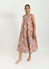Scribble Hand Block Linen Maxi