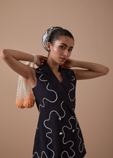 A Model Wearing Black Organic Cotton Ash Blazer, curated by Only Ethikal