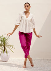 A Model Wearing White Hemp White Serenity Co-Ord Set, curated by Only Ethikal