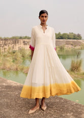 A Model Wearing Multicolor,Pure Cotton Sunbird Maxi Dress curated by Only Ethikal