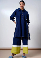 A Model Wearing Multicolor Handloom Cotton Ridley Handloom Cotton Co-Ord Set , curated by Only Ethikal