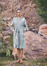 A Model Wearing Mint Pure Cotton Her Paradise Dress curated by Only Ethikal