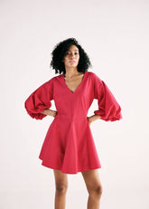 A Model Wearing Pink Poplin Flamingo Blaze Dress curated by Only Ethikal