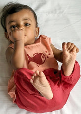 Unisex Organic Koi Peach Jhabla With Red Pants