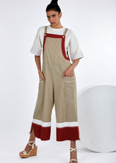 A Model Wearing Beige Pure Cotton O'Hara Grey-Beige Jumpsuit, curated by Only Ethikal