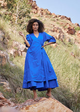 A Model Wearing Blue Pure Cotton Azure's Mist Co-ord Set,curated by Only Ethikal
