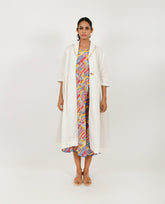 A Model Wearing Multicolor Organic Cotton Scribble Slip/ Jacket Set , curated by Only Ethikal