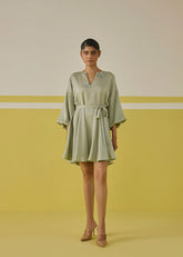 A Model Wearing Multicolor Daisy Mint Tencel Dress, curated by Only Ethikal