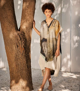 A Model Wearing Multicolor,Pure Cotton Celestial Tales Kaftan Dress curated by Only Ethikal
