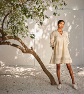 A Model Wearing White Pure Cotton Dreaming Of You Dress curated by Only Ethikal