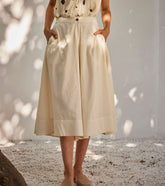 A Model Wearing White Pure Cotton Sweet Mist Culottes curated by Only Ethikal