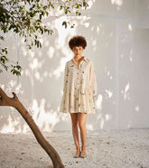 A Model Wearing Multicolor,Pure Cotton Secret Garden Dress curated by Only Ethikal