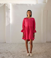 A Model Wearing Pink Pure Cotton Sweet Melody Dress curated by Only Ethikal