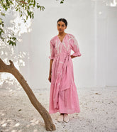 A Model Wearing Pink Pure Cotton Tale Untold Dress curated by Only Ethikal