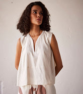 A Model Wearing White Pure Cotton Ivory Bloom curated by Only Ethikal