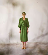 A Model Wearing Green Pure Cotton Tree House curated by Only Ethikal