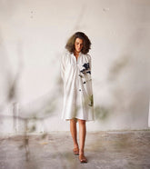 A Model Wearing White Pure Cotton Silver Lining curated by Only Ethikal