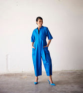 A Model Wearing Blue Pure Cotton Summer Nights curated by Only Ethikal