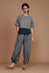 Grey With Charcoal Striped Cb Ekin Co-Ord Set