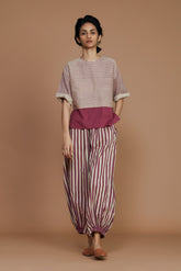 Ivory With Mauve Striped Cb Ekin Co-Ord Set