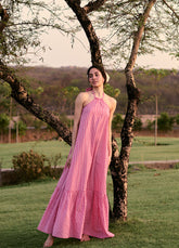 A Model Wearing Multicolor 100% Cotton Red Mini Madras Checksbirds Of Paradise, curated by Only Ethikal