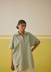 A Model Wearing Poplin Summer Evening Organic Cotton Kurta Top , curated by Only Ethikal