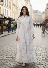 A Model Wearing Multicolor Mul Cotton Pastel Garden Ruffle Maxi, created by Only Ethikal