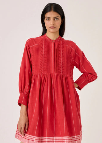 Amila Red Stripe Shirt Dress