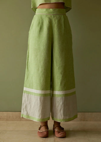 Della Border Linen Culottes- Meadow