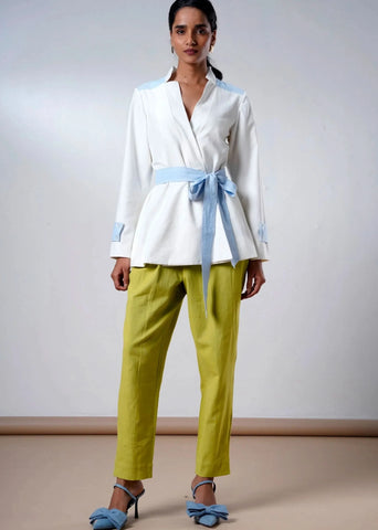 A Model Wearing Multicolor Handloom Cotton  Taj Serene Handloom Cotton Co-Ord Set, curated by Only Ethikal