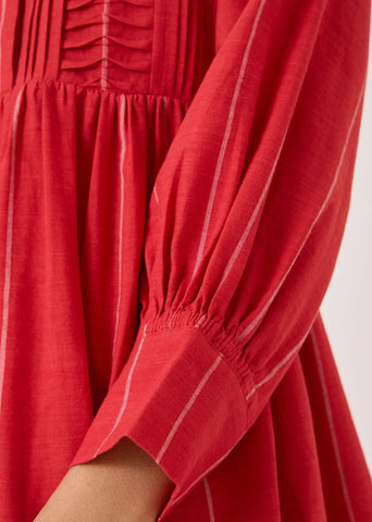 Amila Red Stripe Shirt Dress