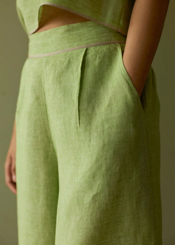 Della Border Linen Culottes- Meadow
