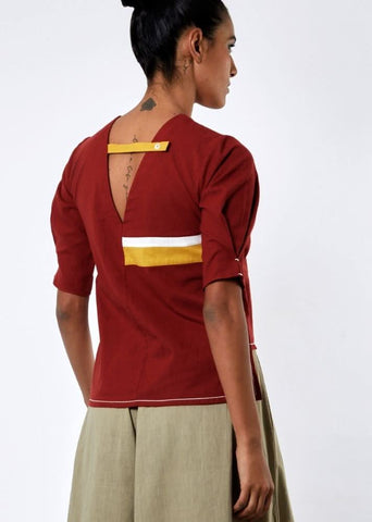A Model Wearing Red Pure Cotton Roy Madder Red Top, curated by Only Ethikal