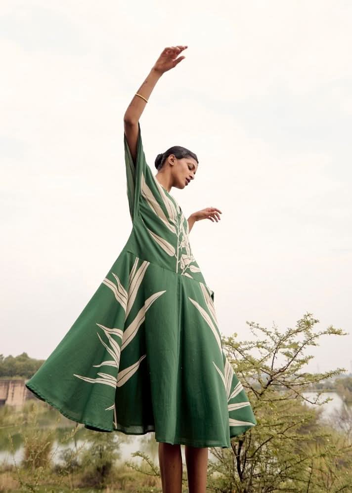 A Model Wearing Multicolor,Pure Cotton Bower Bird Co-ord Set,curated by Only Ethikal