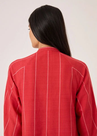 Amila Red Stripe Shirt Dress