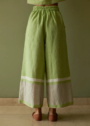 Della Border Linen Culottes- Meadow