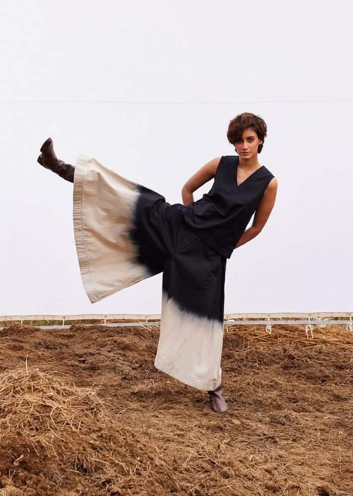 A Model Wearing Multicolor,Organic Cotton Pebble Co-ord Set,curated by Only Ethikal