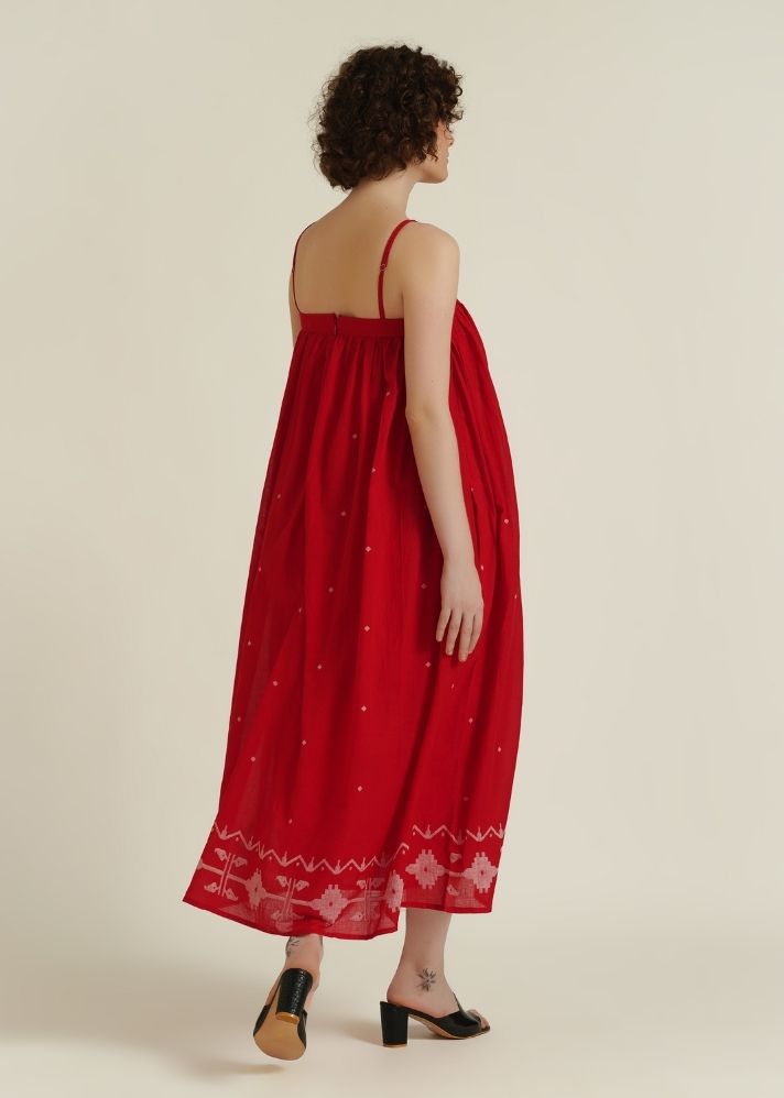 A Model Wearing Red Pure Cotton Royale XXVI, curated by Only Ethikal