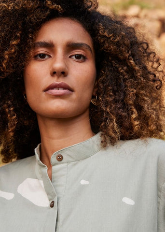 A Model Wearing Mint Pure Cotton Foliage Top curated by Only Ethikal