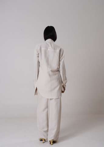 Linen Oversized Shirt | Beige