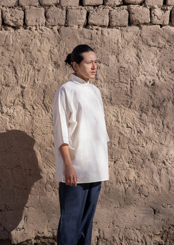 Off White Cotton Linen Karma Shirt