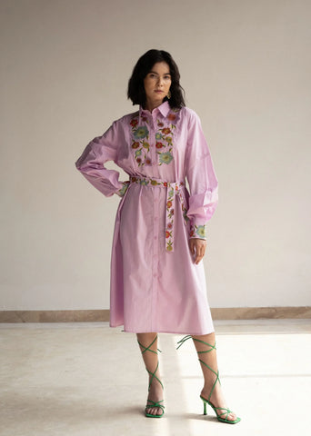 Orchid Bouquet Shirt Dress