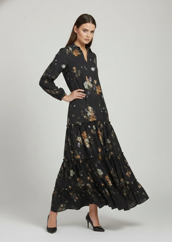 Layali Black Tiered Dress
