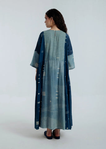 Indigo Pleated Dress