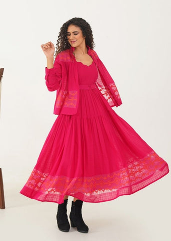 A Model Wearing Pink Pure Cotton Coral Set, curated by Only Ethikal