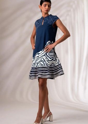 A Model Wearing Multicolor Cotton Twill Yara Short Dress, curated by Only Ethikal