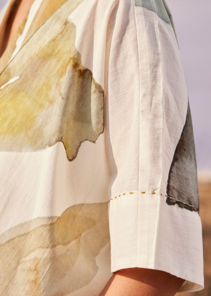 A Model Wearing White Cotton Mul Verdure co ord set curated by Only Ethikal
